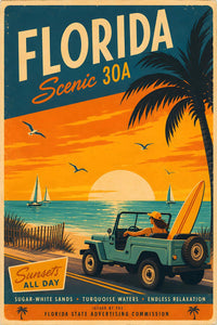 Florida - 30A - Vintage Tourism Travel Poster