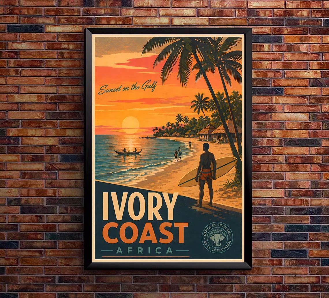 Africa - Ivory Coast - Vintage Tourism Travel Poster