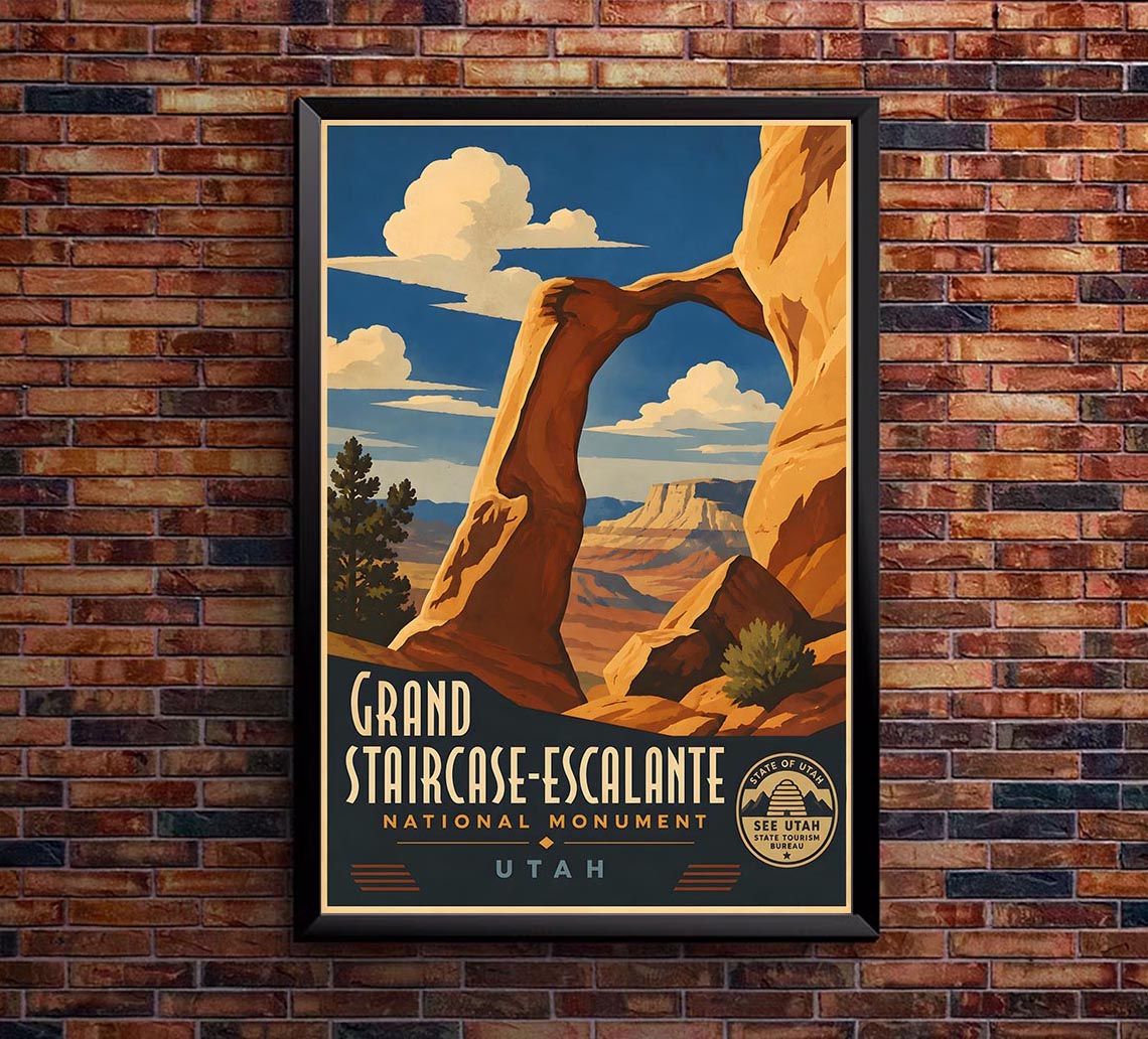 Utah - Grand Staircase-Escalante - Vintage Tourism Travel Poster