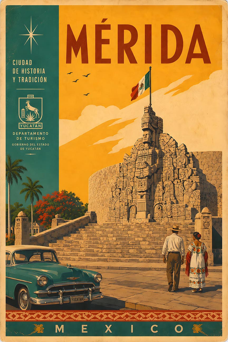 Mexico - Mérida - Vintage Tourism Travel Poster