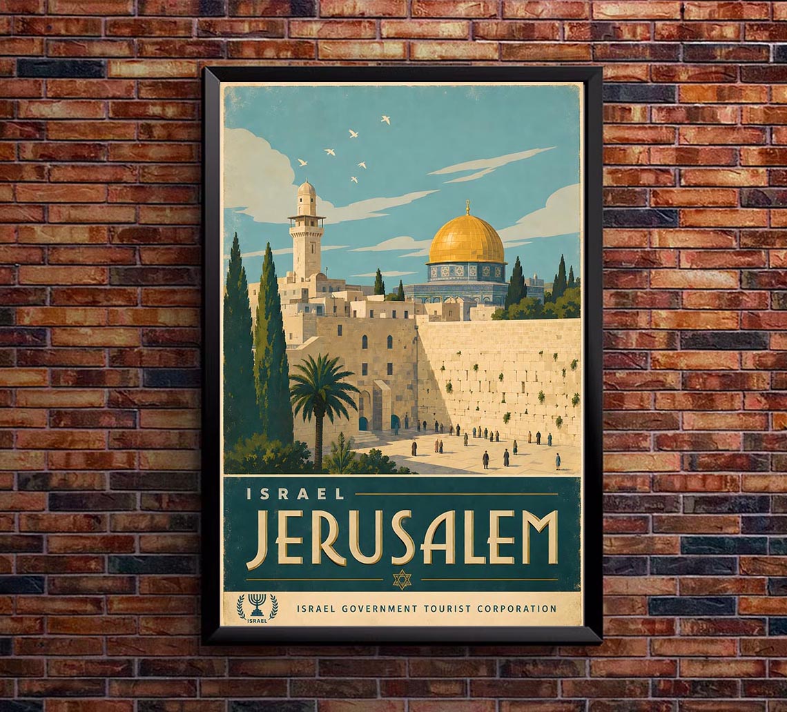 Israel - Jerusalem - Vintage Tourism Travel Poster