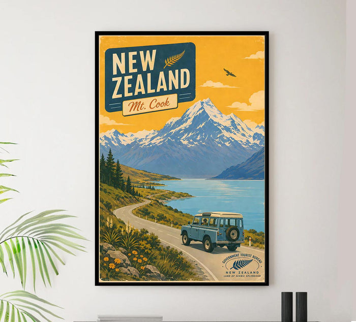 New Zealand - Mt Cook - Vintage Tourism Travel Poster