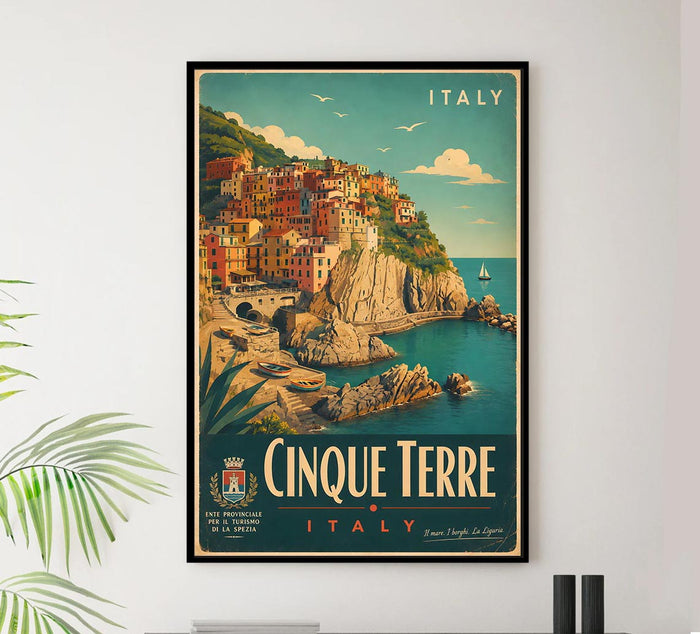 Italy - Cinque Terre - Vintage Tourism Travel Poster