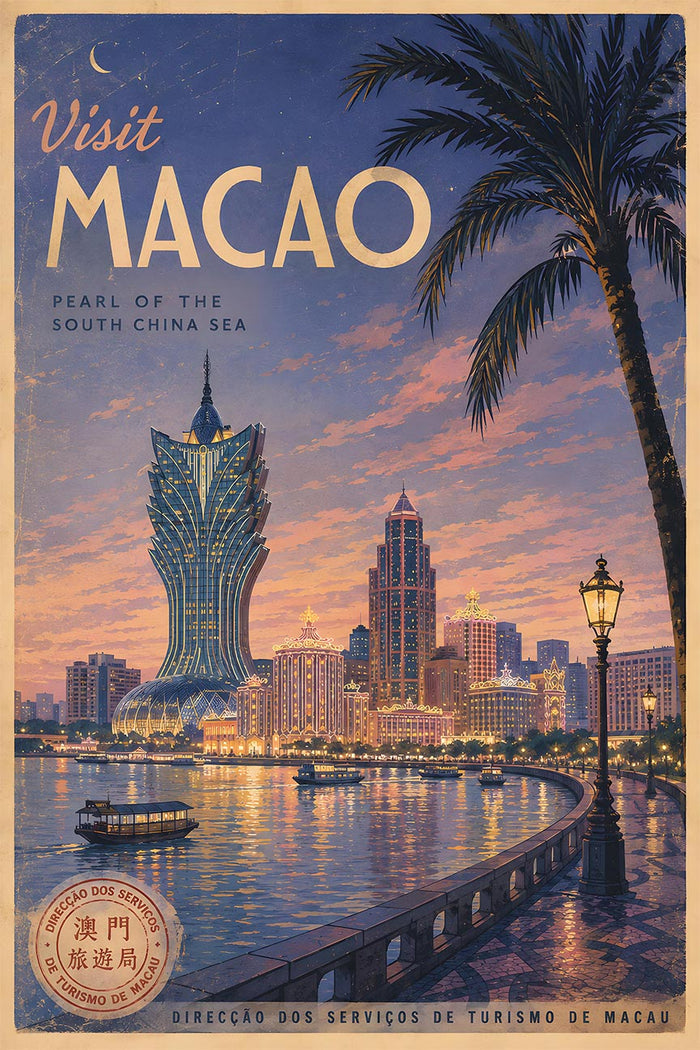 China - Macao - Vintage Tourism Travel Poster