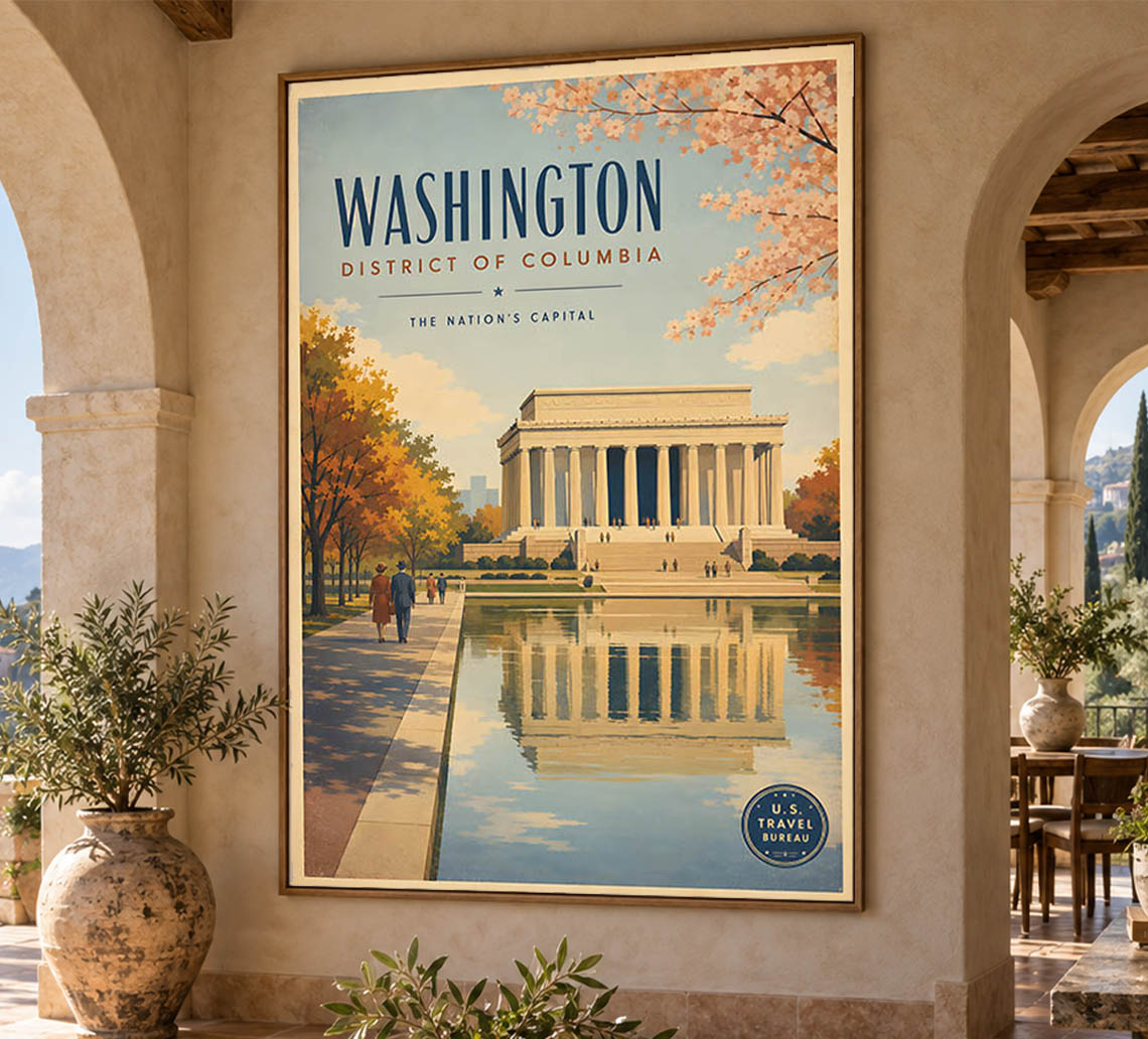 Columbia - Washington D.C. - Vintage Tourism Travel Poster