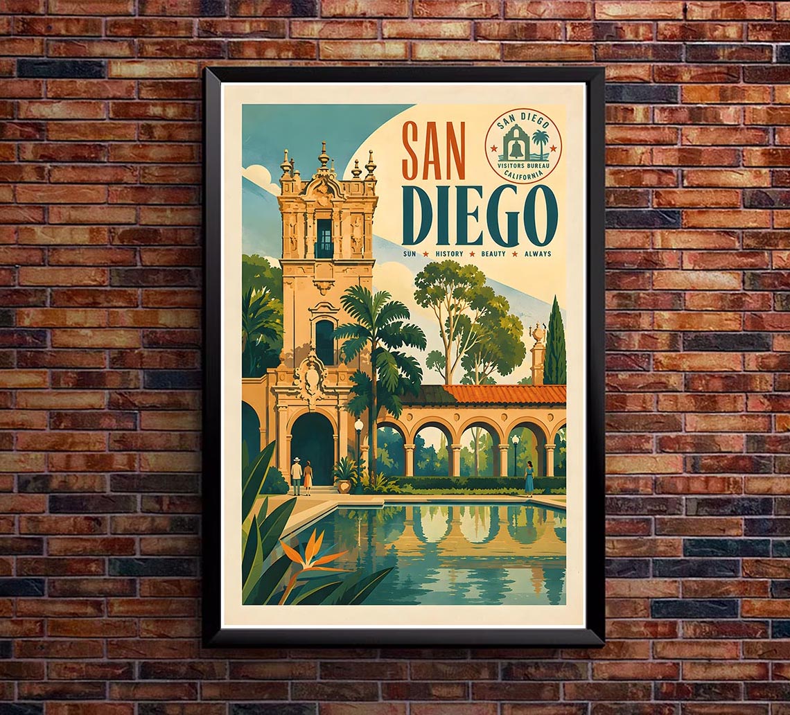 United States - San Diego - Vintage Tourism Travel Poster