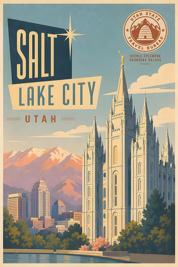 Utah - Salt Lake City - Vintage Tourism Travel Poster