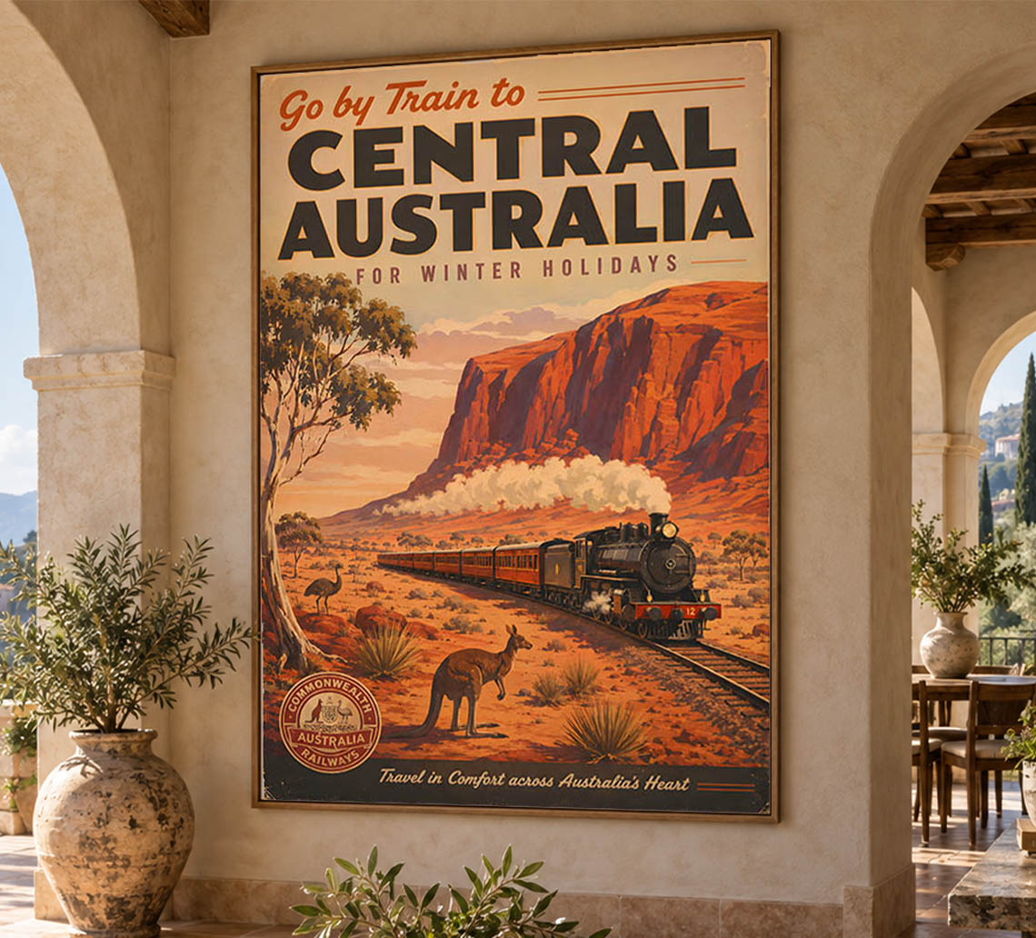 Australia - Central Australia - Vintage Tourism Travel Poster