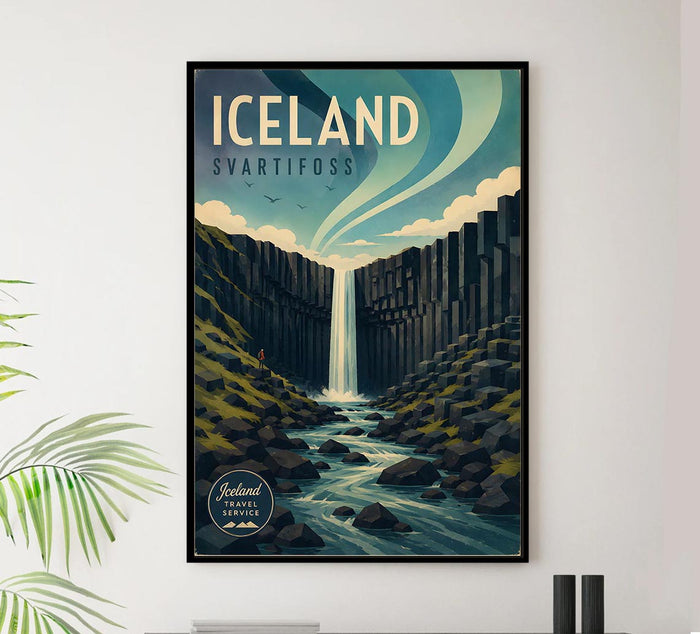 Icelend - Svartifos - Vintage Tourism Travel Poster