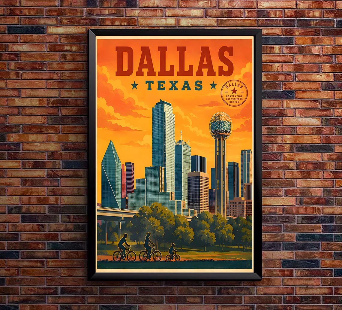Texas - Dallas - Vintage Tourism Travel Poster