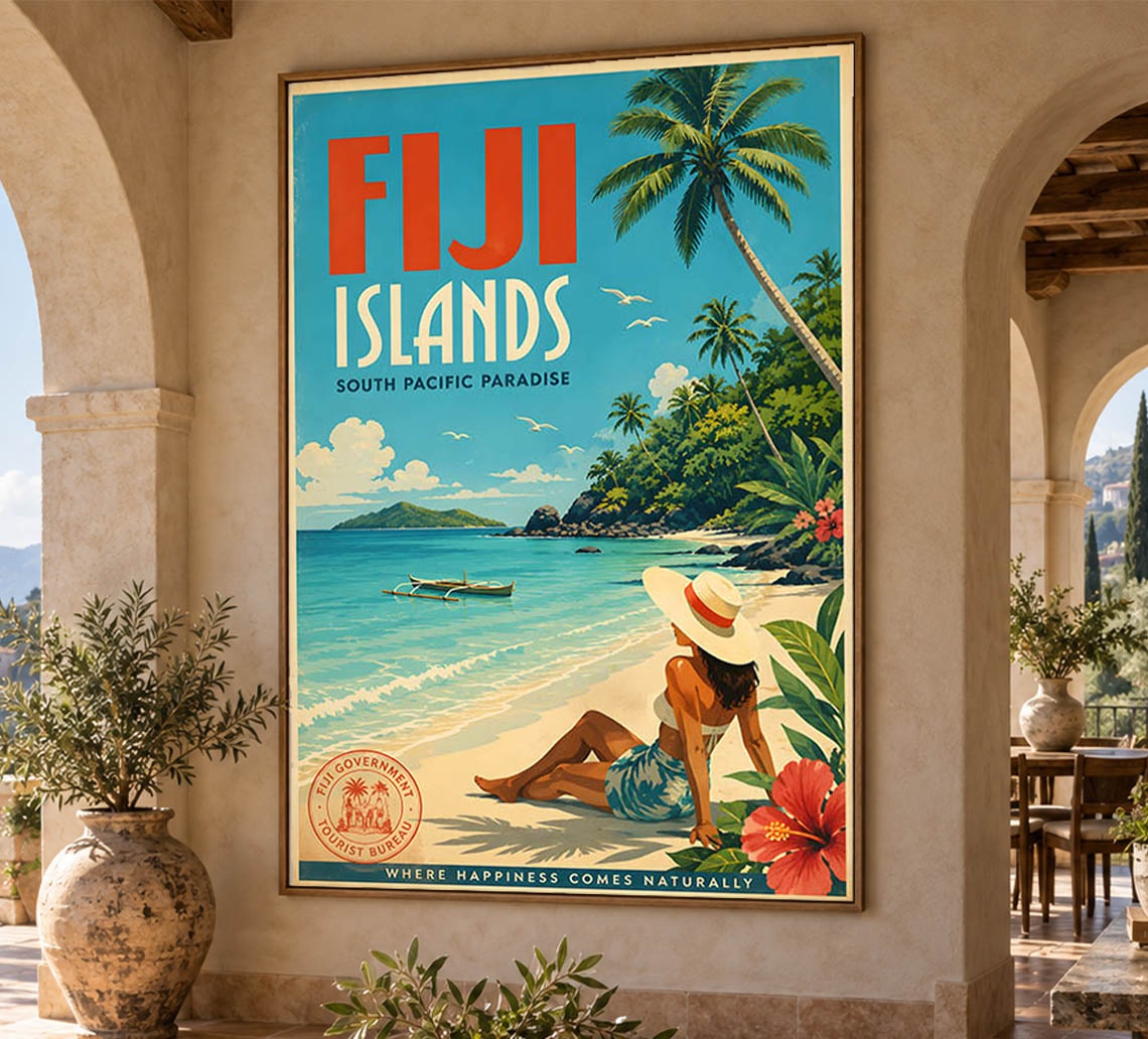 Fiji Islands - Tourism - v1 - Vintage Travel Poster