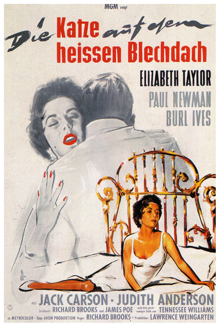 Cat on a Hot Tin Roof 1958 - Paul Newman - Germany (2) - Classic Movie Poster