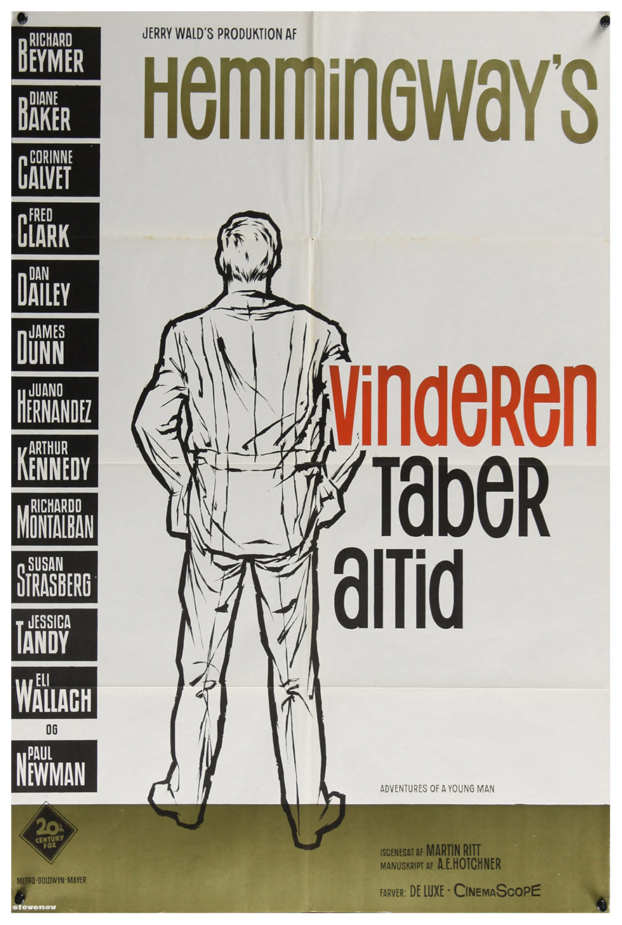 Hemingway's Adventures of a Young Man 1962 - Paul Newman - Denmark - Classic Movie Poster