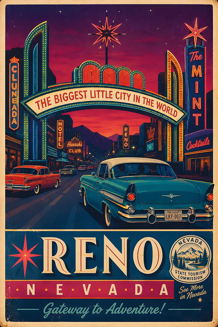 Nevada - Reno - Vintage Tourism Travel Poster