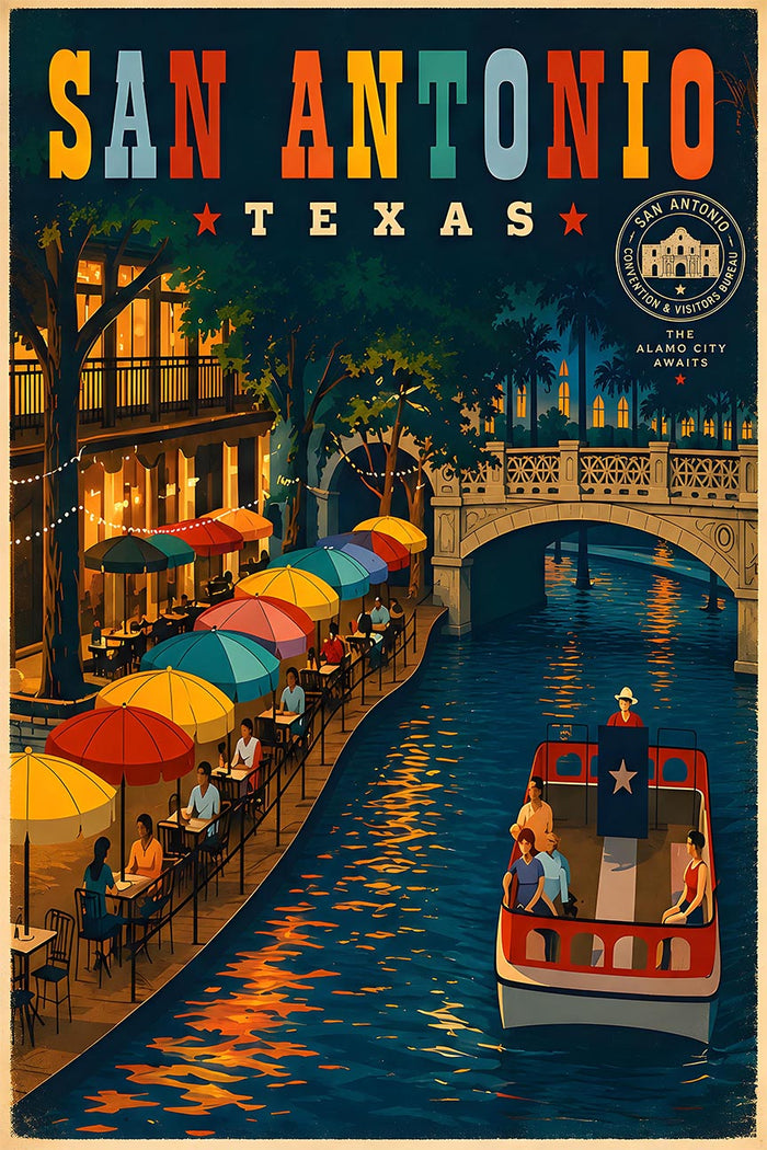 Texas - San Antonio - Vintage Tourism Travel Poster