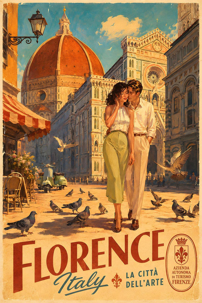 Italy - Florence - Vintage Tourism Travel Poster