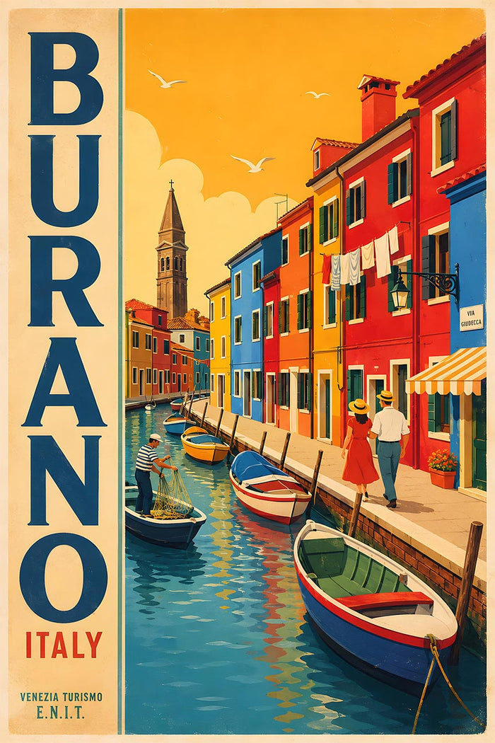 Italy - Burano - Vintage Tourism Travel Poster