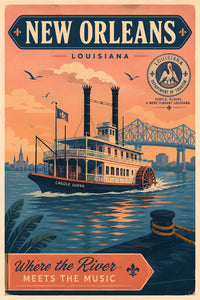 Louisiana - New Orleans v2 - Vintage Tourism Travel Poster