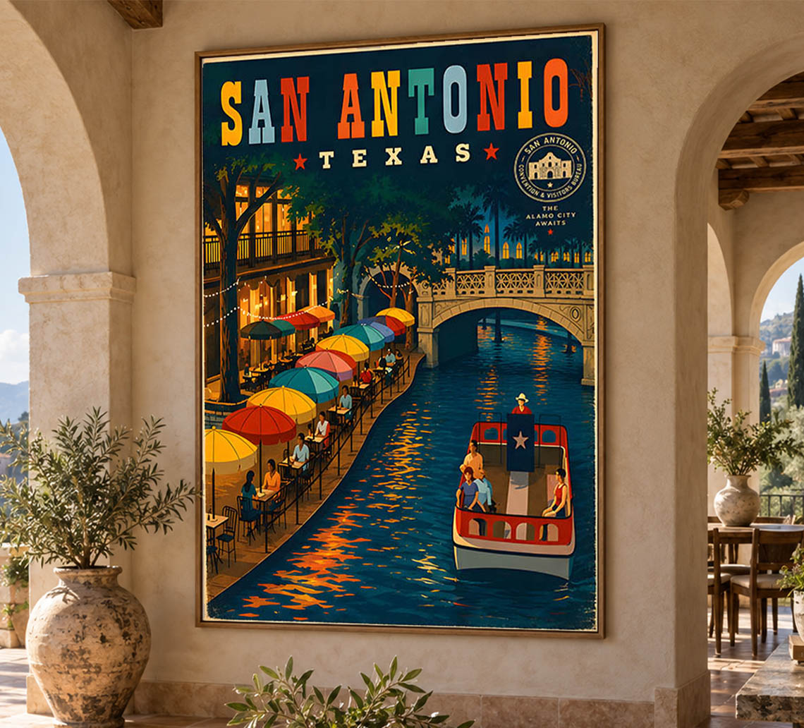 Texas - San Antonio - Vintage Tourism Travel Poster