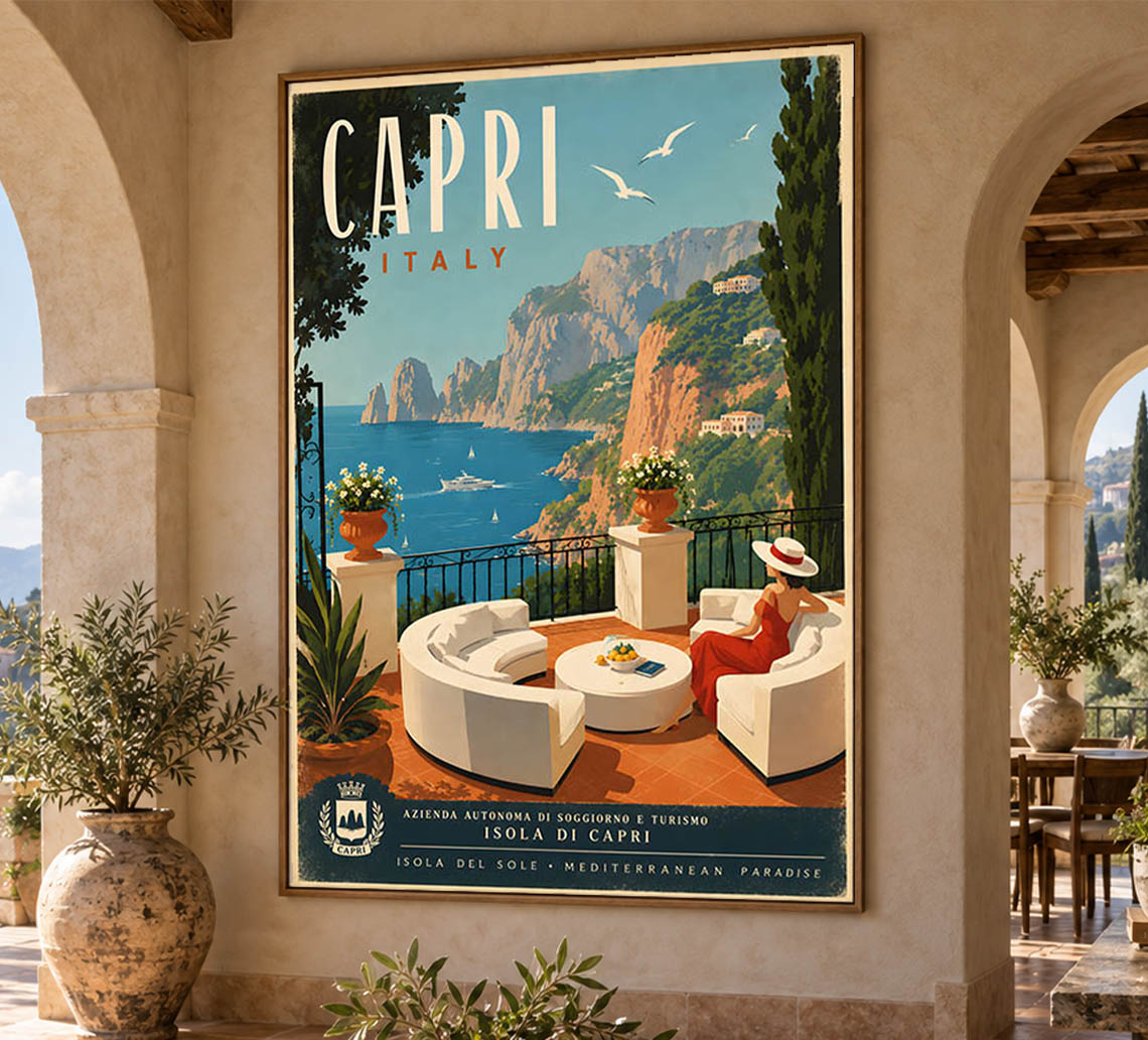 Italy - Capri - Vintage Tourism Travel Poster