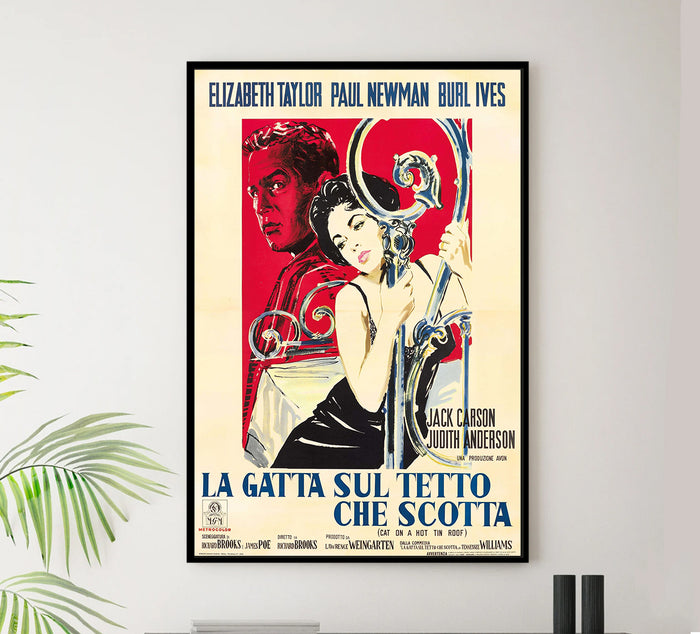 Cat on a Hot Tin Roof 1958 - Paul Newman - Italy - Classic Movie Poster