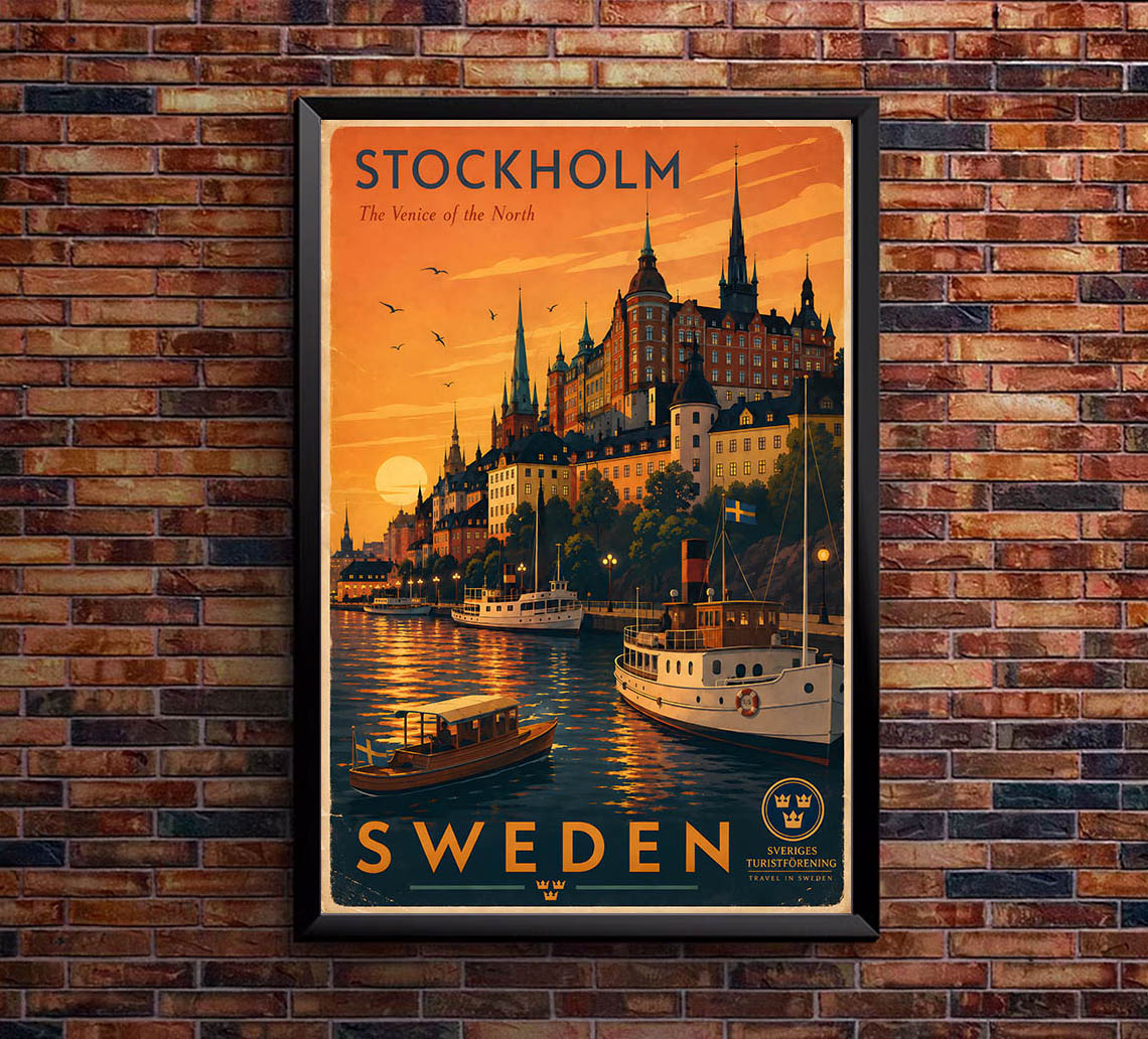 Sweden - Tourism - v1 - Vintage Travel Poster