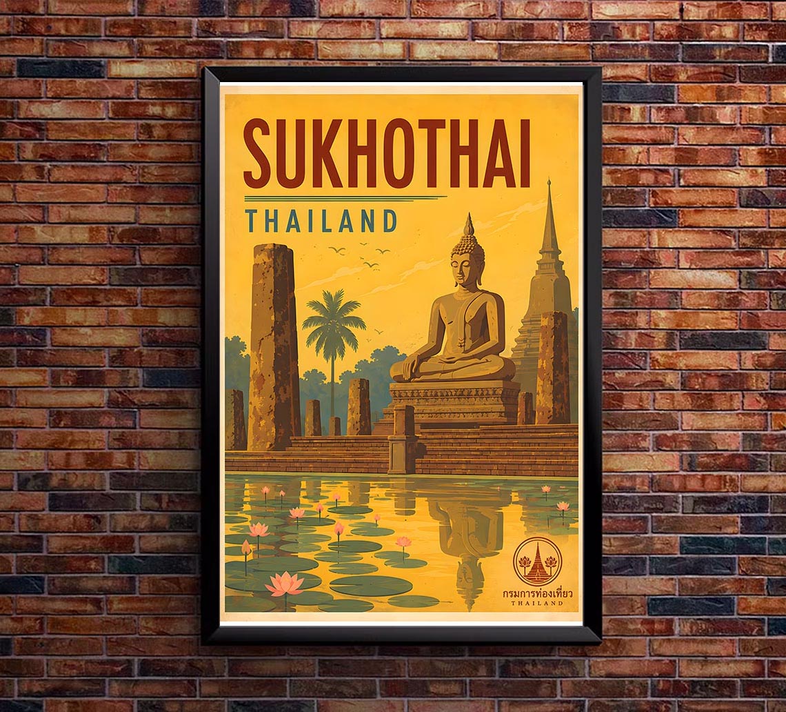 Thailand - Sukhothai - Vintage Tourism Travel Poster