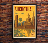 Thailand - Sukhothai - Vintage Tourism Travel Poster