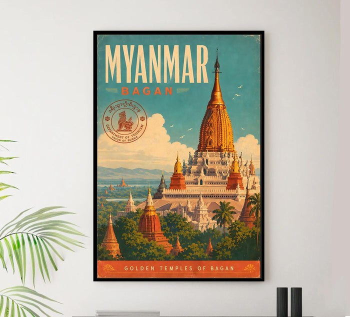 Myanmar - Bagan - Vintage Tourism Travel Poster