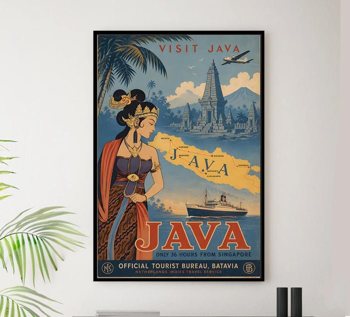 Indonesia - Visit Java - Vintage Tourism Travel Poster
