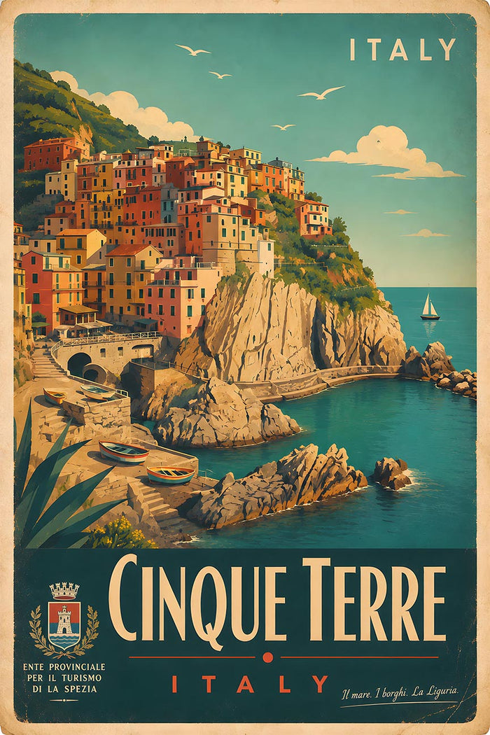 Italy - Cinque Terre - Vintage Tourism Travel Poster