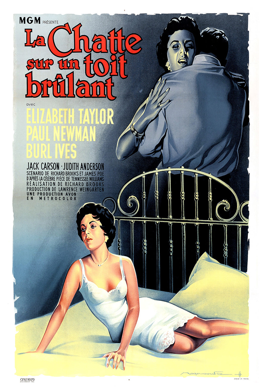 Cat on a Hot Tin Roof 1958 - Paul Newman - France - Classic Movie Poster
