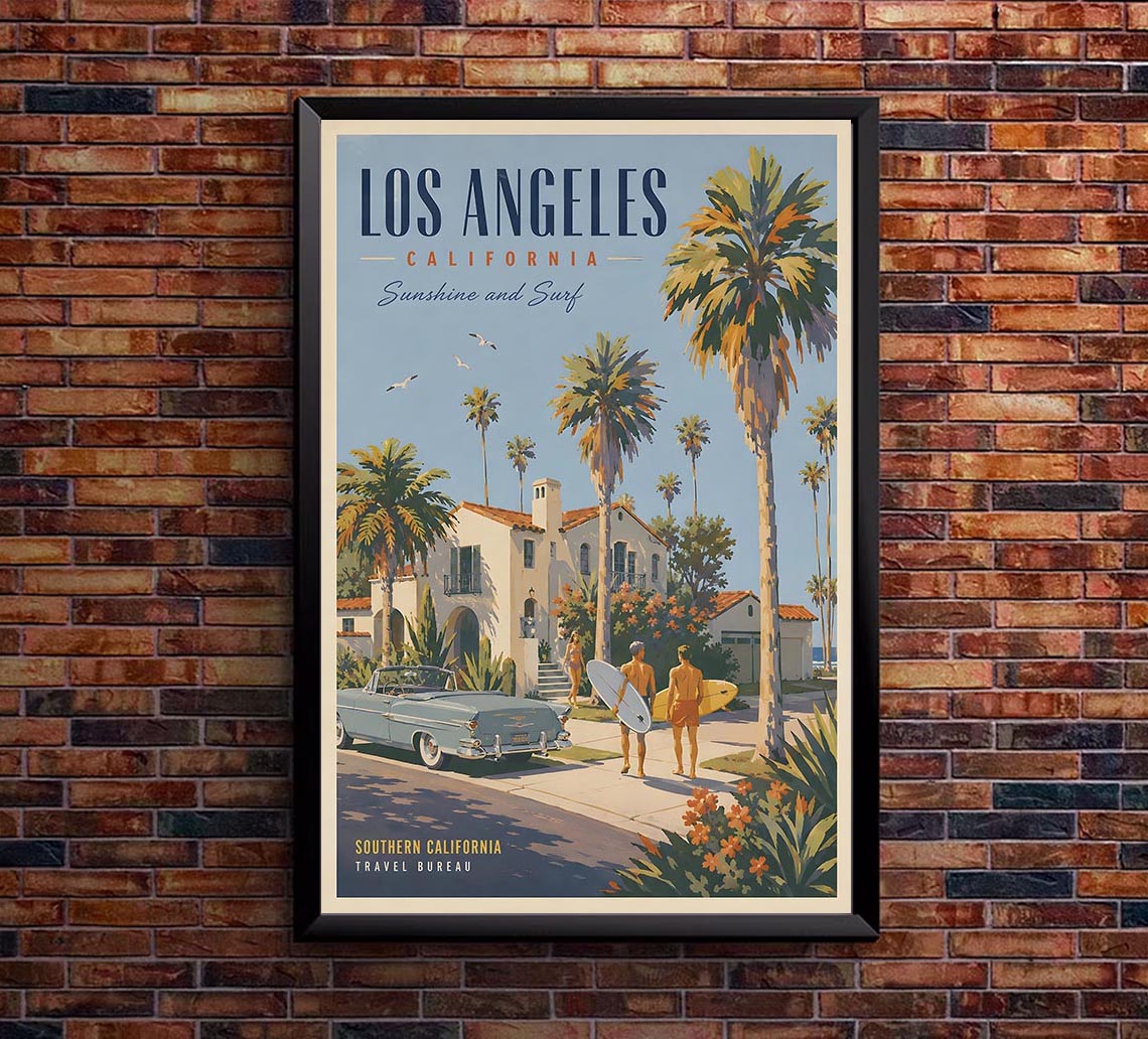California - Los Angeles - Vintage Tourism Travel Poster