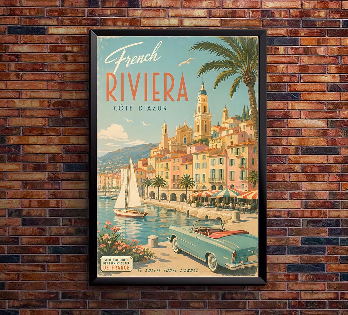 France - French Riviera - Vintage Tourism Travel Poster
