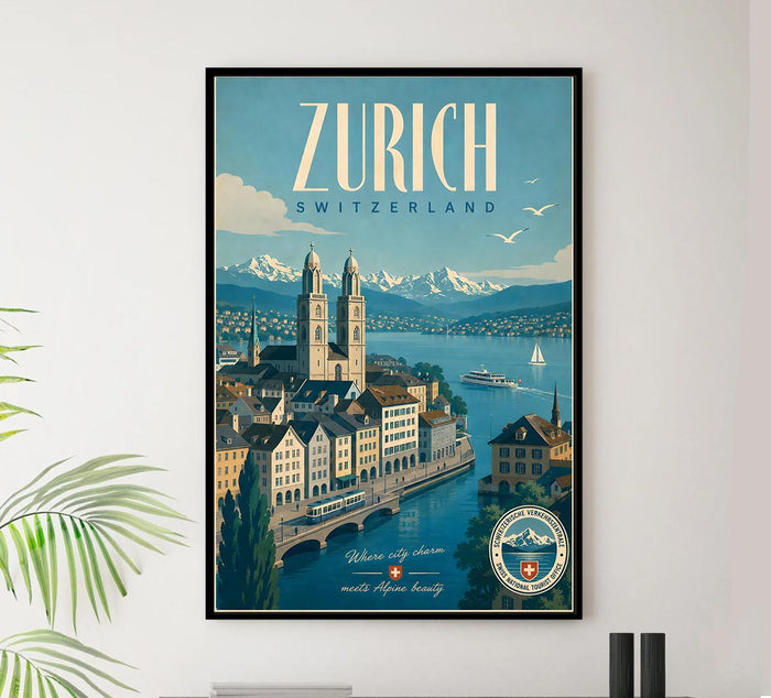 Switzerland - Zurich - Vintage Tourism Travel Poster