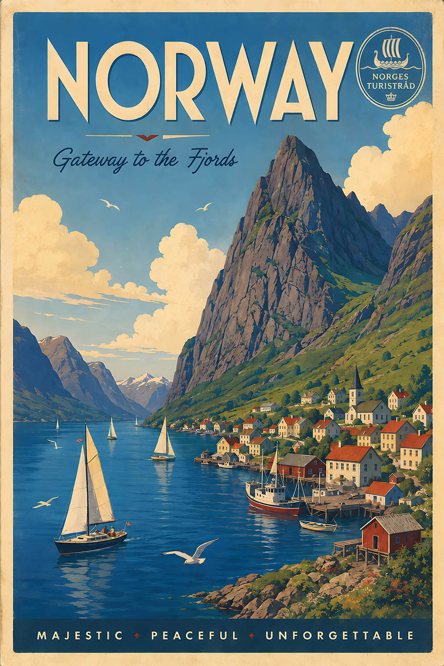Norway - Tourism - v1 - Vintage Travel Poster