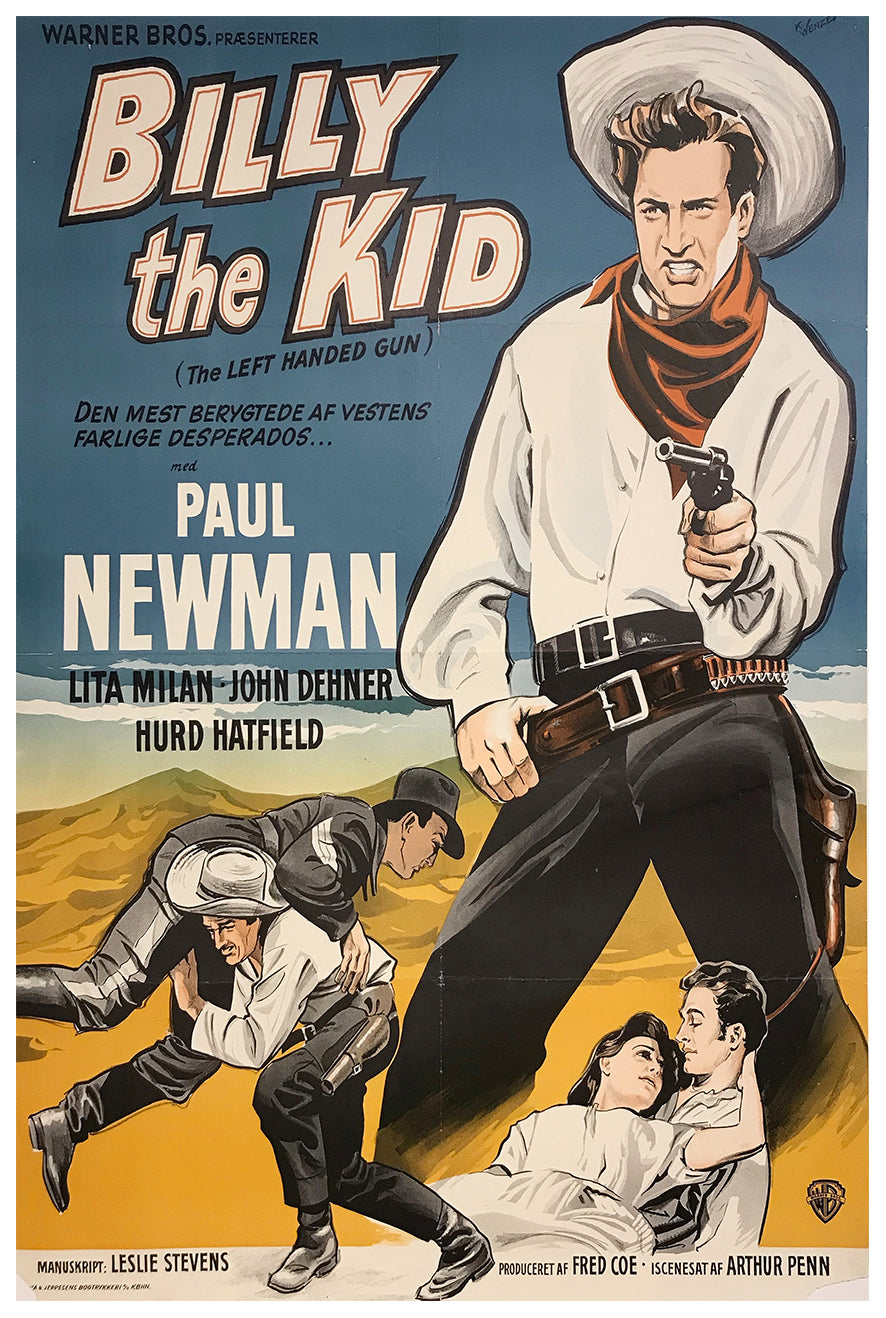 The Left Handed Gun 1958 - Paul Newman - Denmark - Classic Movie Poster
