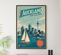 New Zealand - Auckland 2 - Vintage Tourism Travel Poster