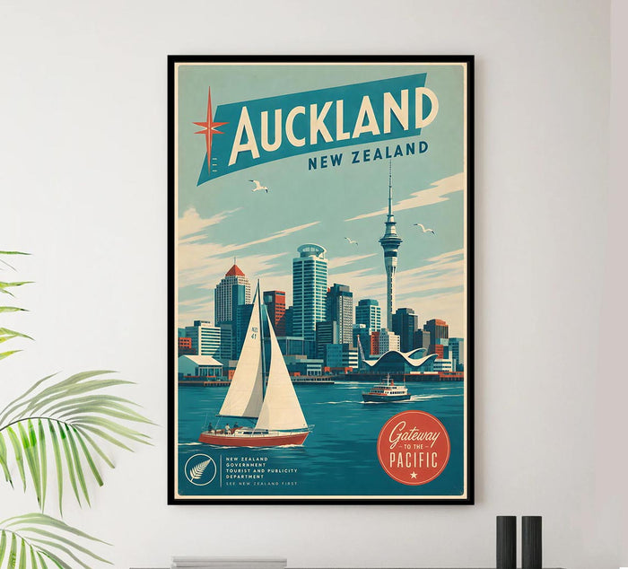 New Zealand - Auckland 2 - Vintage Tourism Travel Poster
