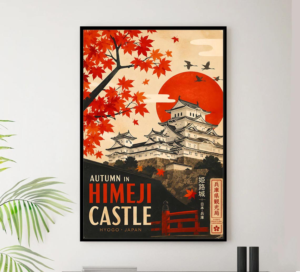Japan - Himeji Castle v2 - Vintage Tourism Travel Poster