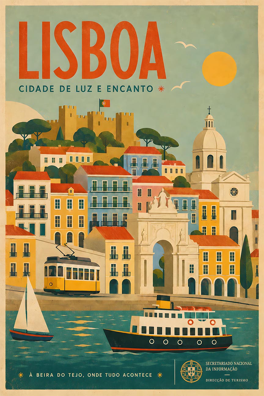 Portugal - Lisboa - Vintage Tourism Travel Poster