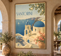 Greece - Santorini - Vintage Tourism Travel Poster