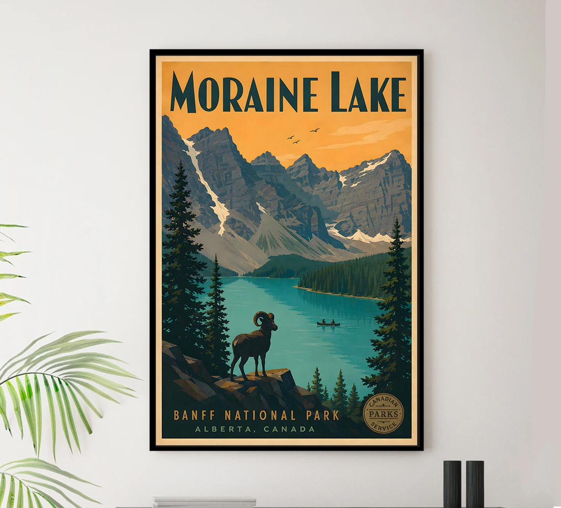 Canada - Moraine Lake - Vintage Tourism Travel Poster