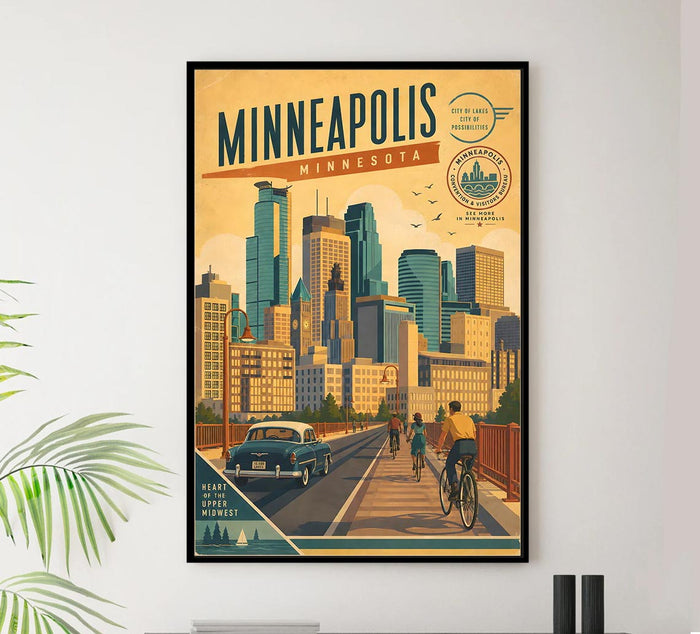 Minnesota - Minneapolis - Vintage Tourism Travel Poster