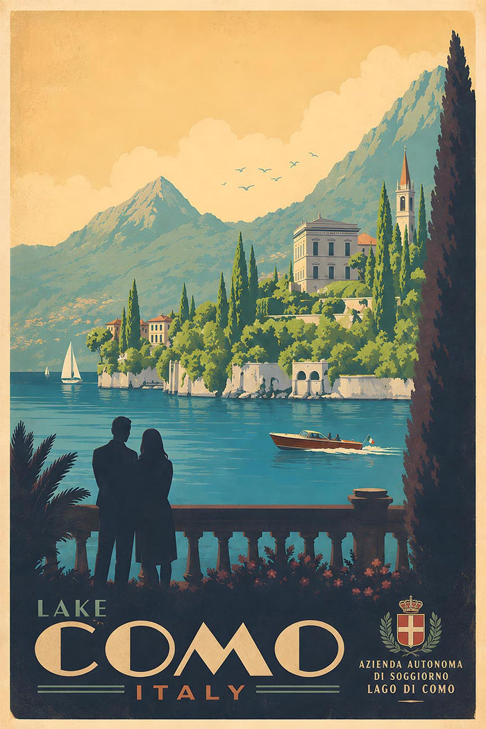 Italy - Lake Como - Vintage Tourism Travel Poster