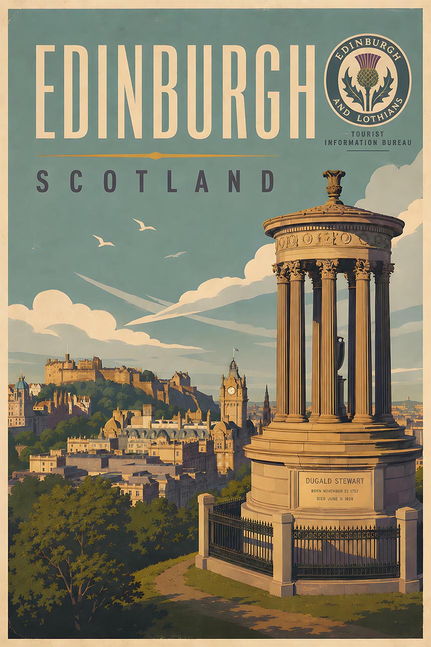 Scotland - Edinburgh - Vintage Tourism Travel Poster