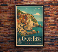 Italy - Cinque Terre - Vintage Tourism Travel Poster