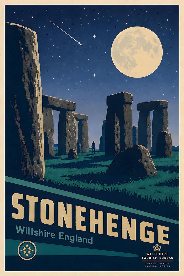 UK - Stonehenge - Vintage Tourism Travel Poster