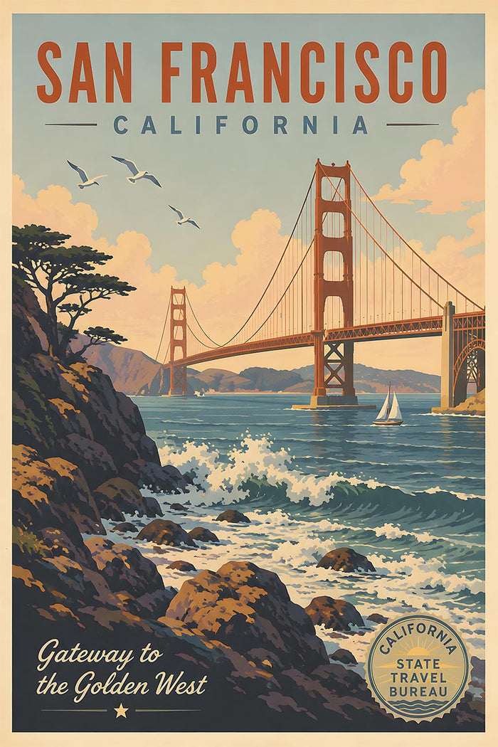 California - San Francisco - Vintage Tourism Travel Poster