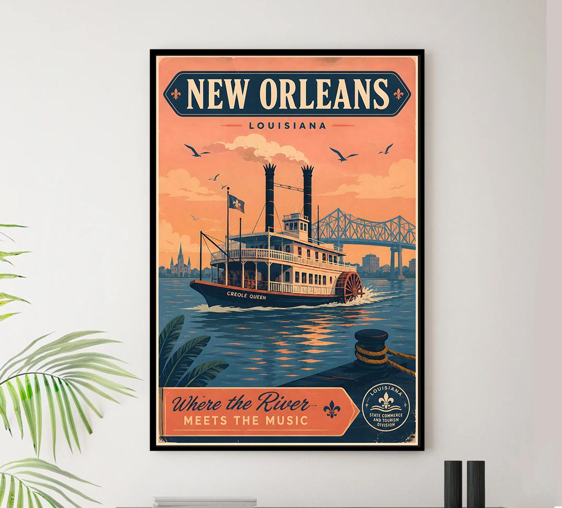 Louisiana - New Orleans v2 (2) - Vintage Tourism Travel Poster